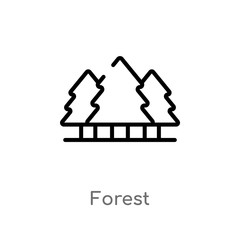 outline forest vector icon. isolated black simple line element illustration from camping concept. editable vector stroke forest icon on white background
