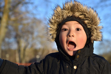 Winter smile face boy kid child