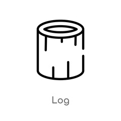 outline log vector icon. isolated black simple line element illustration from camping concept. editable vector stroke log icon on white background
