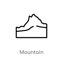 outline mountain vector icon. isolated black simple line element illustration from camping concept. editable vector stroke mountain icon on white background