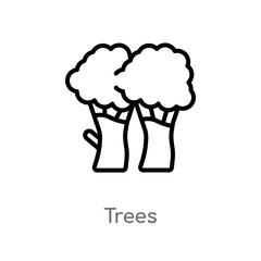 outline trees vector icon. isolated black simple line element illustration from camping concept. editable vector stroke trees icon on white background
