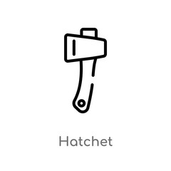 outline hatchet vector icon. isolated black simple line element illustration from camping concept. editable vector stroke hatchet icon on white background
