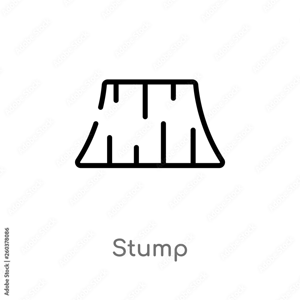 Poster outline stump vector icon. isolated black simple line element illustration from camping concept. edi