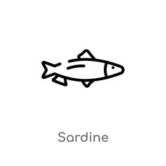 outline sardine vector icon. isolated black simple line element illustration from camping concept. editable vector stroke sardine icon on white background