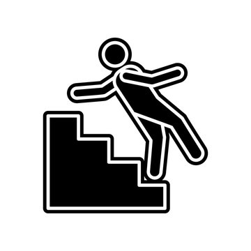 fall from the stairs icon. Element of Insurance for mobile concept and web apps icon. Glyph, flat icon for website design and development, app development