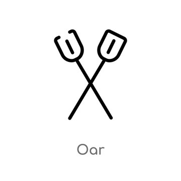 outline oar vector icon. isolated black simple line element illustration from camping concept. editable vector stroke oar icon on white background
