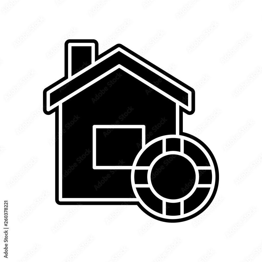 Poster home and lifebuoy icon. element of insurance for mobile concept and web apps icon. glyph, flat icon 