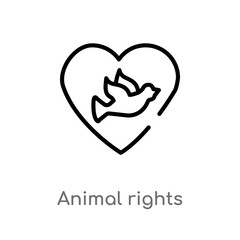 outline animal rights vector icon. isolated black simple line element illustration from charity concept. editable vector stroke animal rights icon on white background