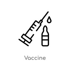 outline vaccine vector icon. isolated black simple line element illustration from charity concept. editable vector stroke vaccine icon on white background