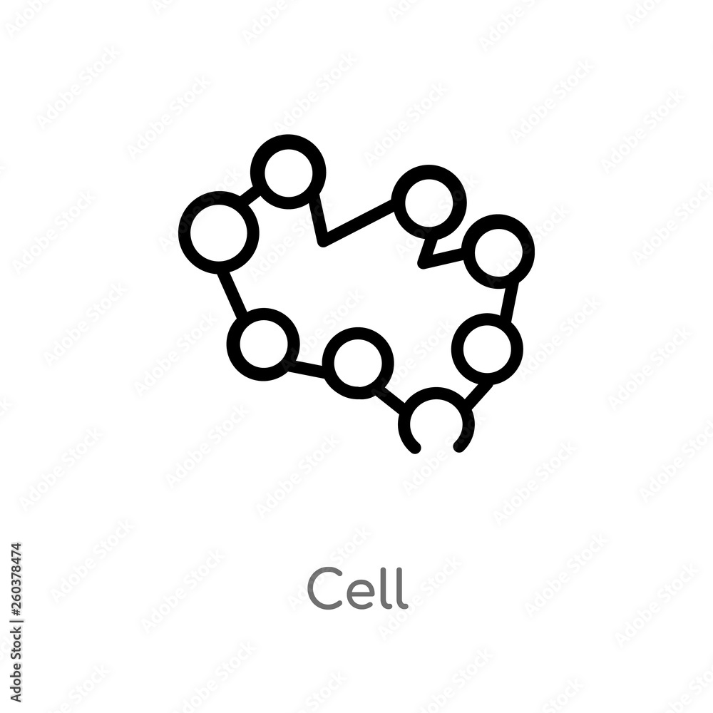 Poster outline cell vector icon. isolated black simple line element illustration from chemistry concept. ed