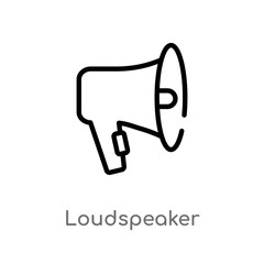 outline loudspeaker vector icon. isolated black simple line element illustration from charity concept. editable vector stroke loudspeaker icon on white background