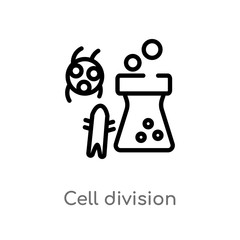 outline cell division vector icon. isolated black simple line element illustration from chemistry concept. editable vector stroke cell division icon on white background