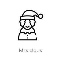 outline mrs claus vector icon. isolated black simple line element illustration from christmas concept. editable vector stroke mrs claus icon on white background