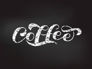 Fototapeta na wymiar Coffee brush lettering. Vector illustration for banner