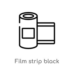 outline film strip black vector icon. isolated black simple line element illustration from cinema concept. editable vector stroke film strip black icon on white background