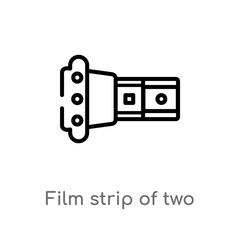 outline film strip of two photograms vector icon. isolated black simple line element illustration from cinema concept. editable vector stroke film strip of two photograms icon on white background
