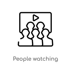 outline people watching a movie vector icon. isolated black simple line element illustration from cinema concept. editable vector stroke people watching a movie icon on white background