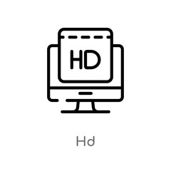 outline hd vector icon. isolated black simple line element illustration from cinema concept. editable vector stroke hd icon on white background