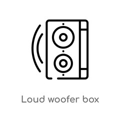 outline loud woofer box vector icon. isolated black simple line element illustration from cinema concept. editable vector stroke loud woofer box icon on white background