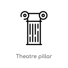 outline theatre pillar vector icon. isolated black simple line element illustration from cinema concept. editable vector stroke theatre pillar icon on white background