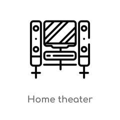 outline home theater vector icon. isolated black simple line element illustration from cinema concept. editable vector stroke home theater icon on white background