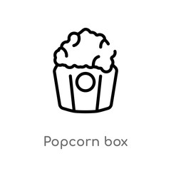 outline popcorn box vector icon. isolated black simple line element illustration from cinema concept. editable vector stroke popcorn box icon on white background