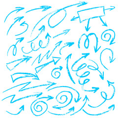 Cute children's drawing. Icons, signs, symbols, pins