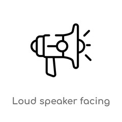 outline loud speaker facing right vector icon. isolated black simple line element illustration from cinema concept. editable vector stroke loud speaker facing right icon on white background