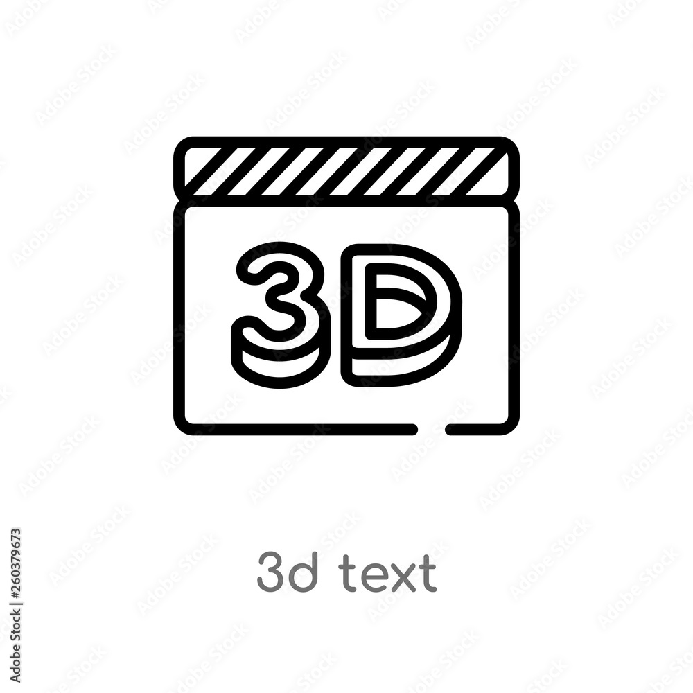 Poster outline 3d text vector icon. isolated black simple line element illustration from cinema concept. ed