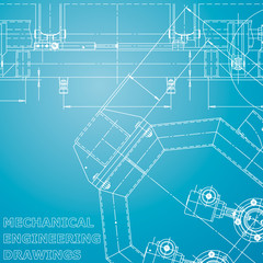 Computer aided design systems. Blueprint, scheme, plan, sketch. Technical. Blue and white