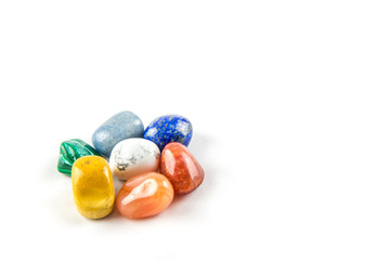 Colored chakra stones grouped in a circle