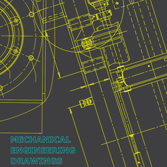 Computer aided design systems. Blueprint, scheme, plan, sketch. Gray background. Mechanical engineering. Industry. Corporate Identity