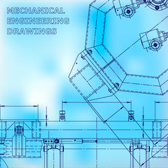 Computer aided design systems. Blue scheme, plan, sketch. Industry. Corporate Identity