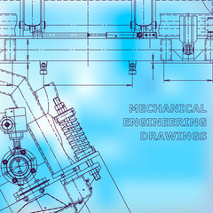Computer aided design systems. Blue drawings. Blueprint, diagram, plan. Corporate Identity