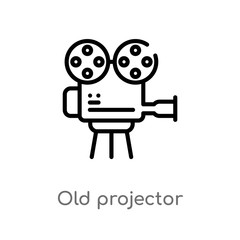 outline old projector vector icon. isolated black simple line element illustration from cinema concept. editable vector stroke old projector icon on white background