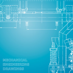 Computer aided design systems. Blue and white sketch. Technical illustration. Industry. Corporate Identity