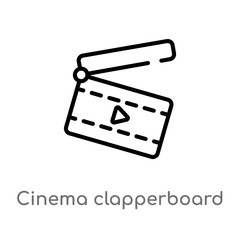 outline cinema clapperboard vector icon. isolated black simple line element illustration from cinema concept. editable vector stroke cinema clapperboard icon on white background