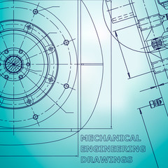 Blueprint. Vector engineering illustration. Light blue background. Mechanical engineering drawing. Corporate Identity