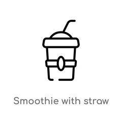 outline smoothie with straw vector icon. isolated black simple line element illustration from cinema concept. editable vector stroke smoothie with straw icon on white background