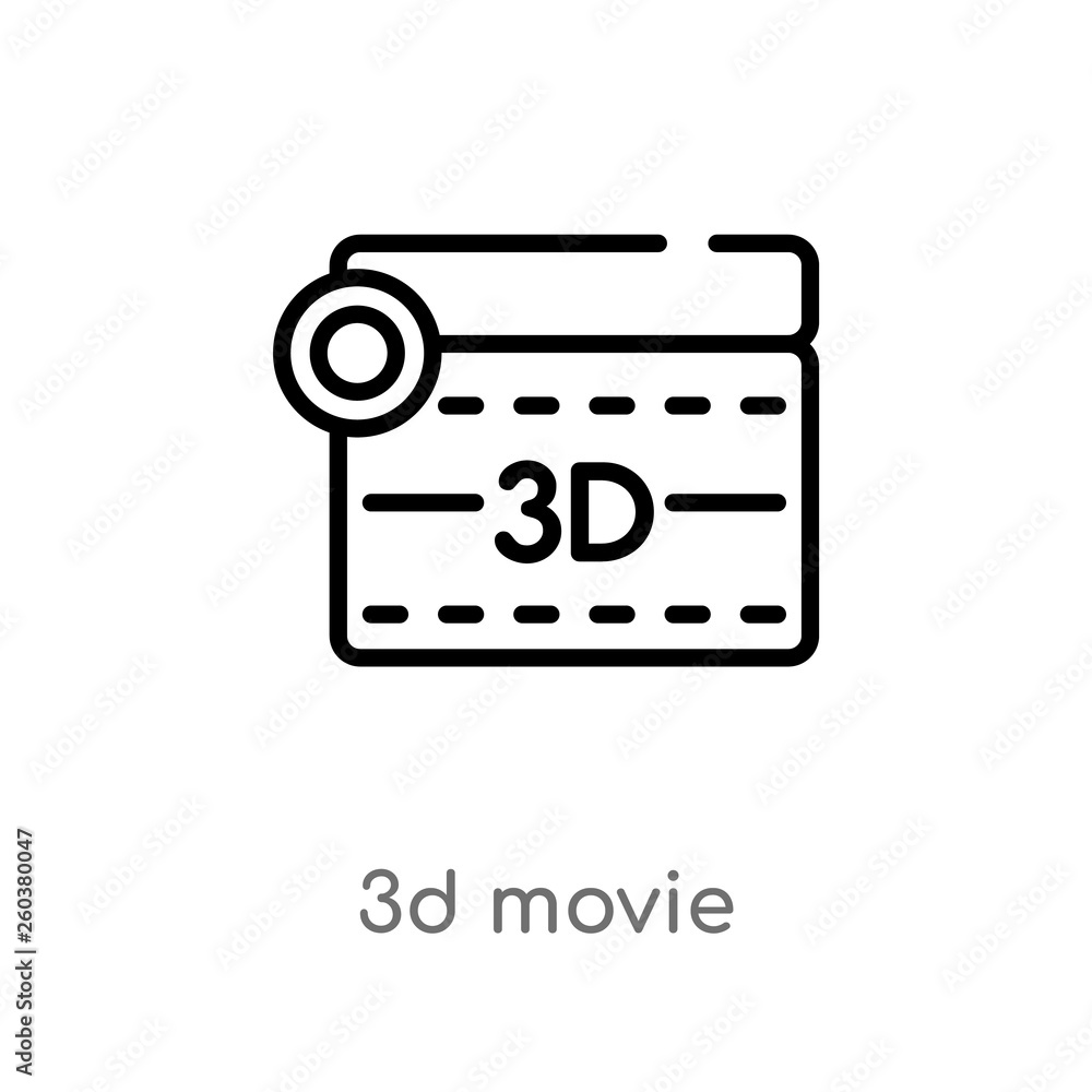 Poster outline 3d movie vector icon. isolated black simple line element illustration from cinema concept. e