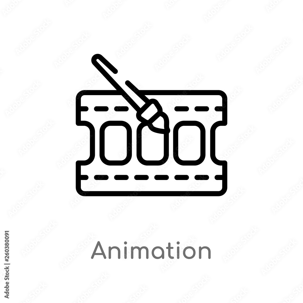 Poster outline animation vector icon. isolated black simple line element illustration from cinema concept. 