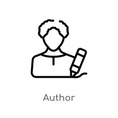 outline author vector icon. isolated black simple line element illustration from cinema concept. editable vector stroke author icon on white background