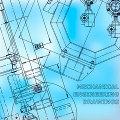 Blueprint. Vector engineering drawings. Mechanical instrument making. Blue