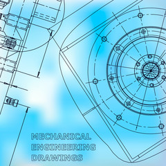 Blueprint, Sketch. Vector engineering illustration. Cover, flyer, banner, Blue