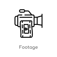 outline footage vector icon. isolated black simple line element illustration from cinema concept. editable vector stroke footage icon on white background