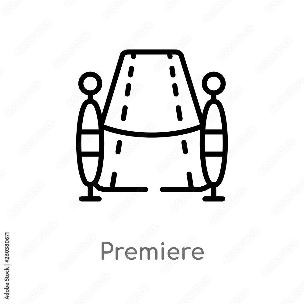 Poster outline premiere vector icon. isolated black simple line element illustration from cinema concept. e