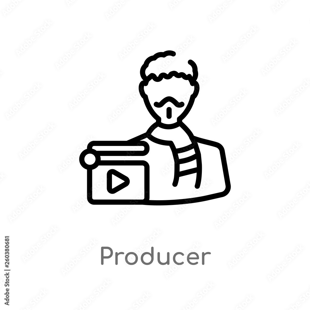 Poster outline producer vector icon. isolated black simple line element illustration from cinema concept. e