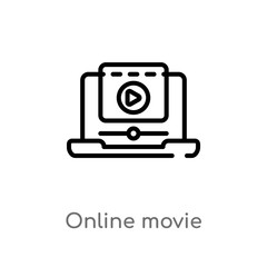 outline online movie vector icon. isolated black simple line element illustration from cinema concept. editable vector stroke online movie icon on white background