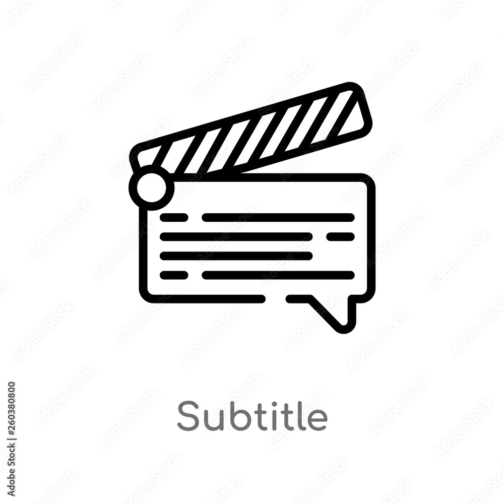 Poster outline subtitle vector icon. isolated black simple line element illustration from cinema concept. e