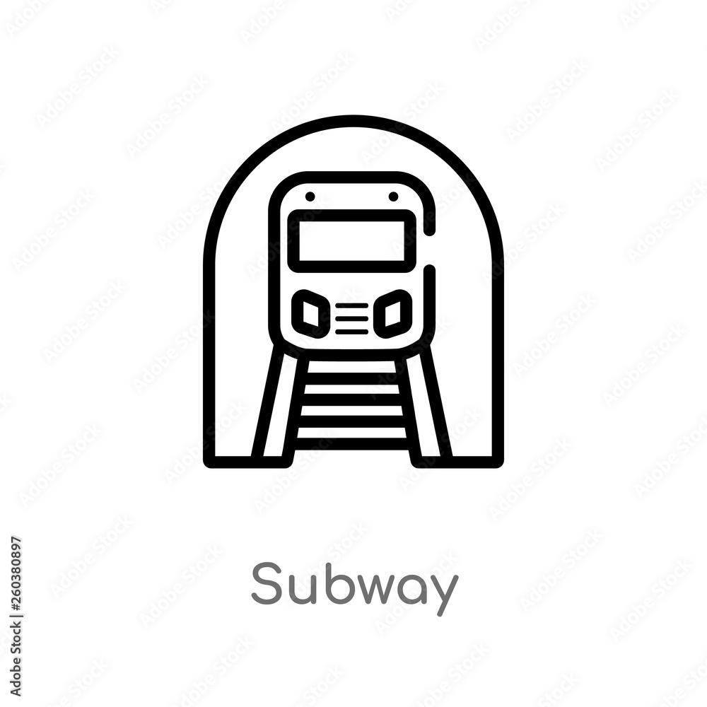 Poster outline subway vector icon. isolated black simple line element illustration from city elements conce
